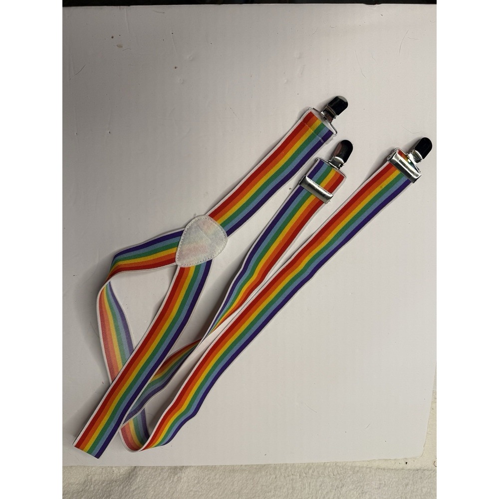Rainbow Suspenders  Unisex Clip-on  Elastic Adjustable